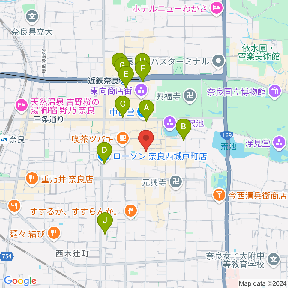 ならどっとFM周辺のコンビニエンスストア一覧地図