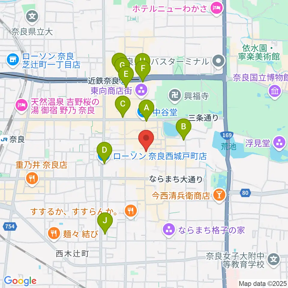 ならどっとFM周辺のコンビニエンスストア一覧地図