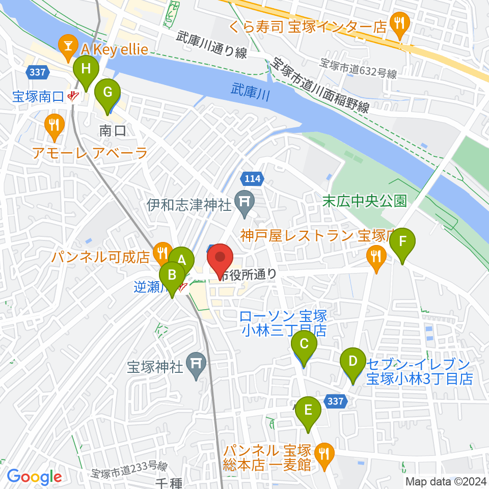 ハミングFM宝塚周辺のコンビニエンスストア一覧地図