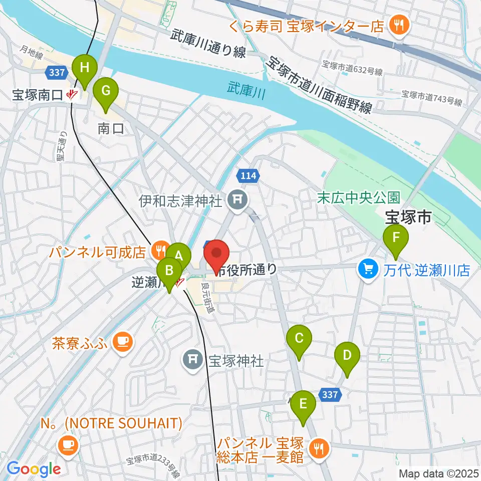 ハミングFM宝塚周辺のコンビニエンスストア一覧地図