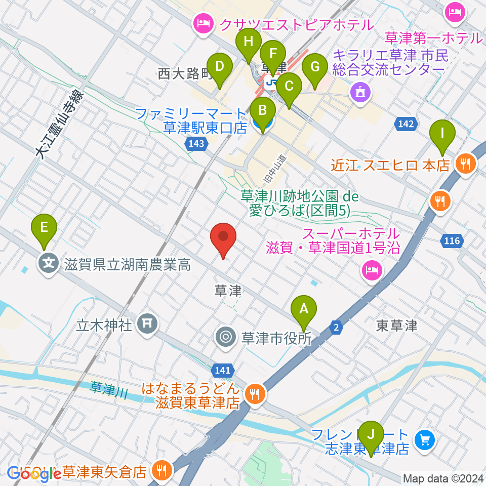 えふえむ草津周辺のコンビニエンスストア一覧地図