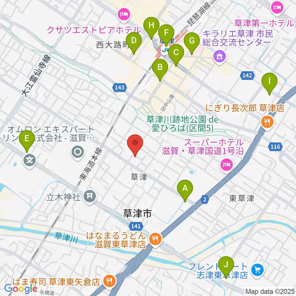 えふえむ草津周辺のコンビニエンスストア一覧地図