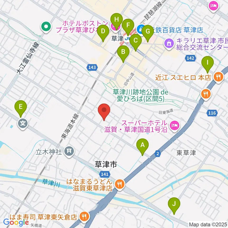 えふえむ草津周辺のコンビニエンスストア一覧地図