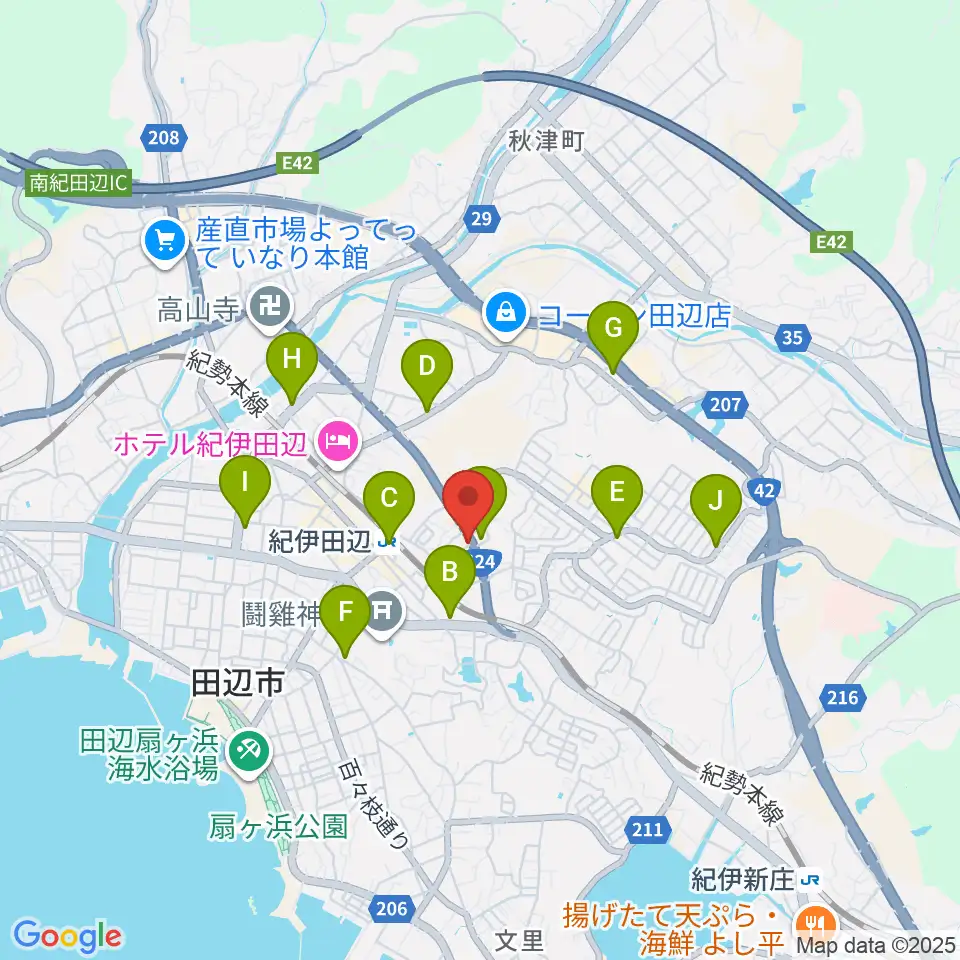 FM TANABE周辺のコンビニエンスストア一覧地図