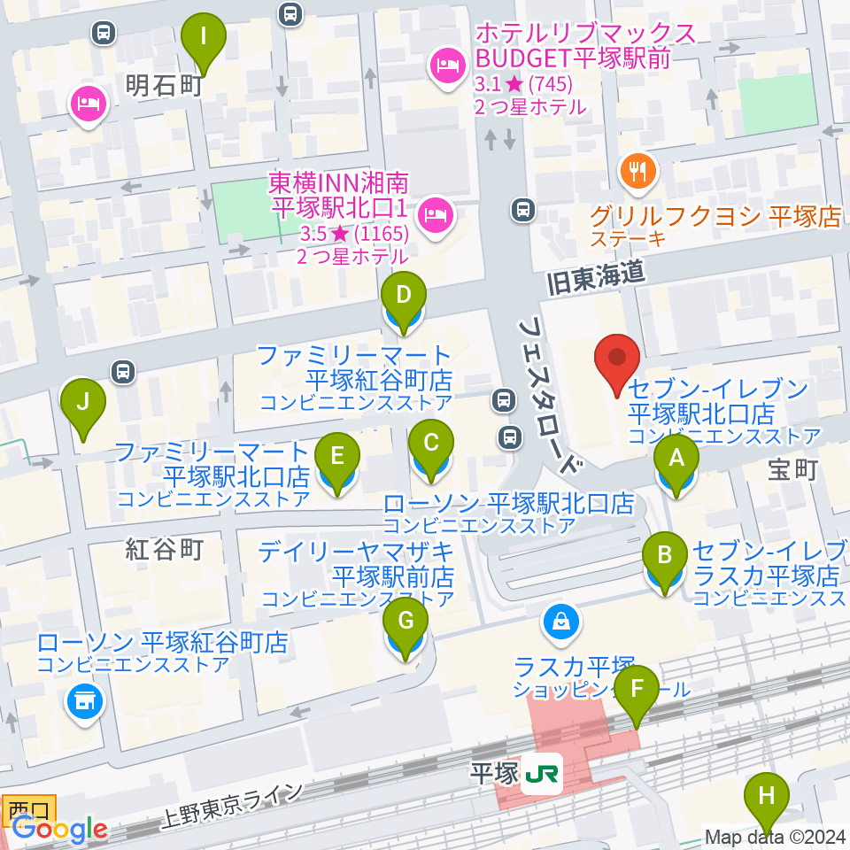 FM湘南ナパサ周辺のコンビニエンスストア一覧地図