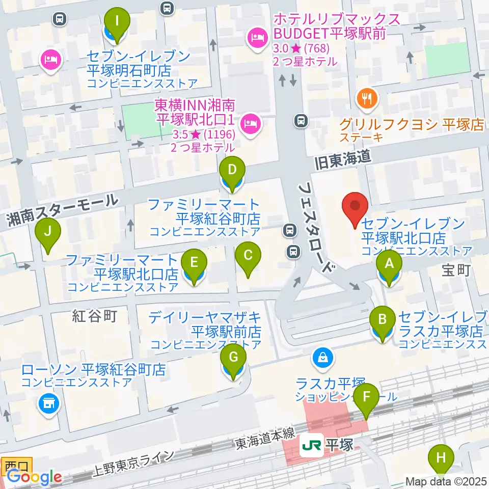 FM湘南ナパサ周辺のコンビニエンスストア一覧地図