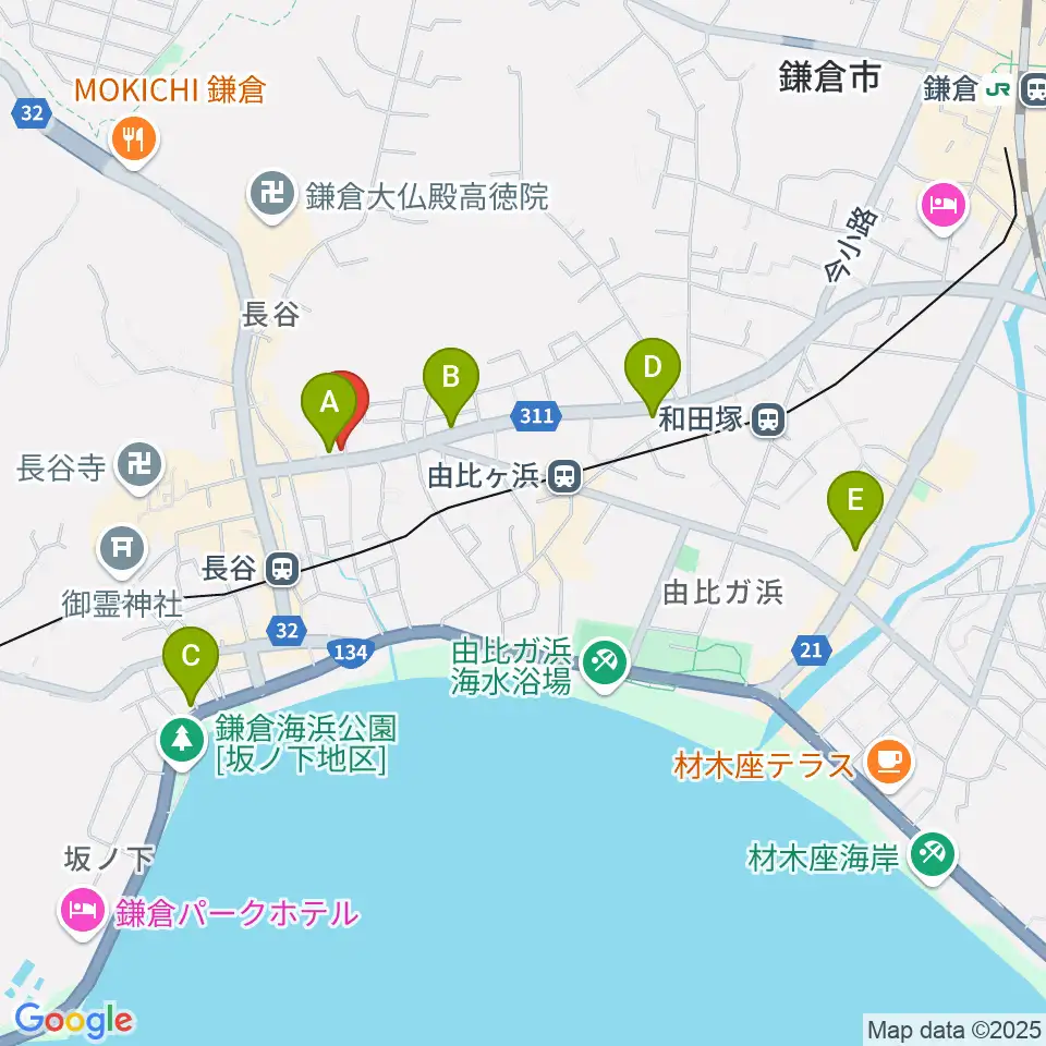 鎌倉エフエム周辺のコンビニエンスストア一覧地図