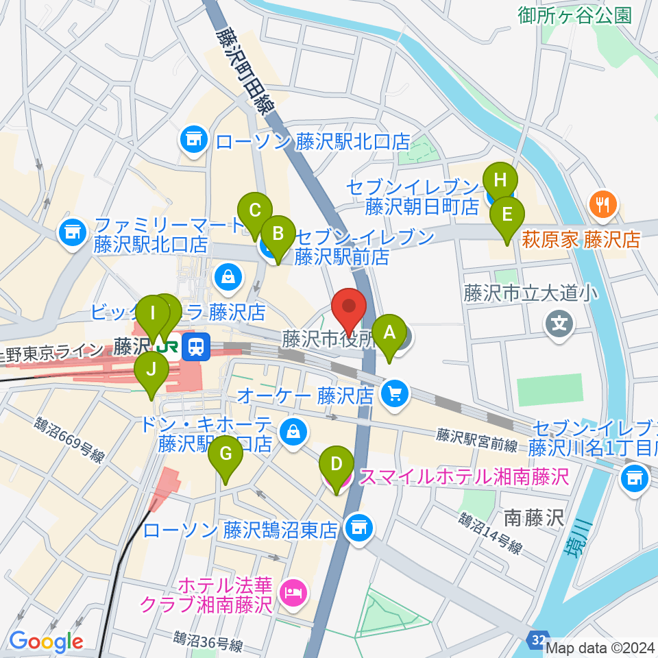 レディオ湘南周辺のコンビニエンスストア一覧地図