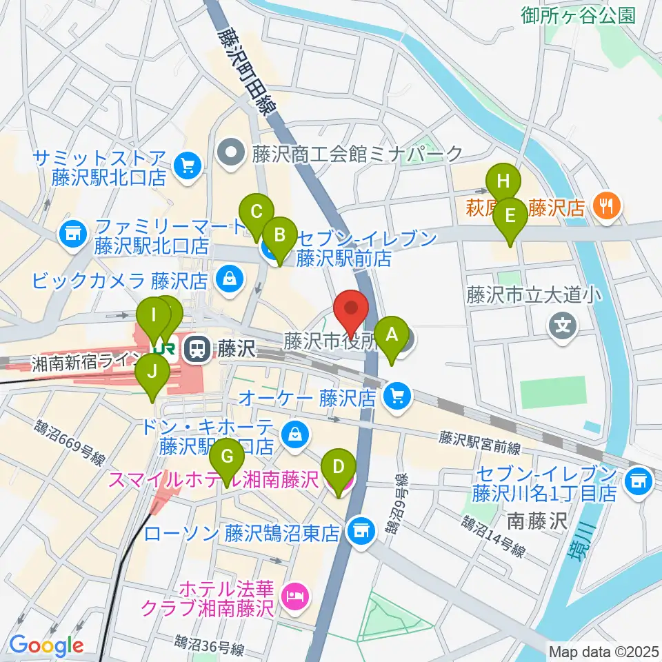 レディオ湘南周辺のコンビニエンスストア一覧地図
