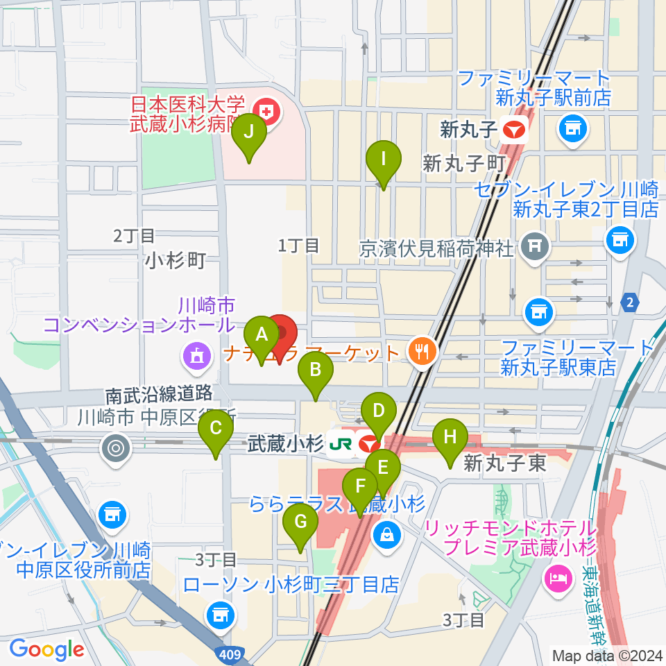 かわさきFM周辺のコンビニエンスストア一覧地図