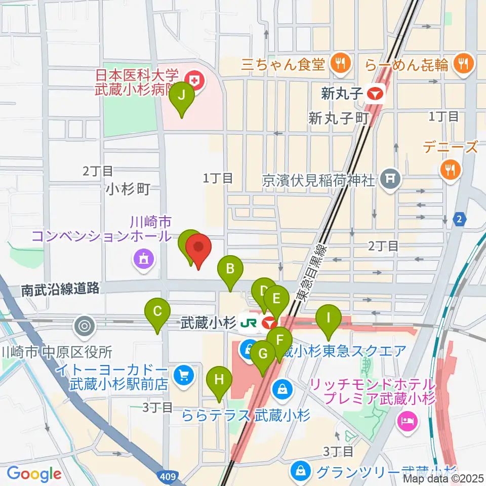かわさきFM周辺のコンビニエンスストア一覧地図