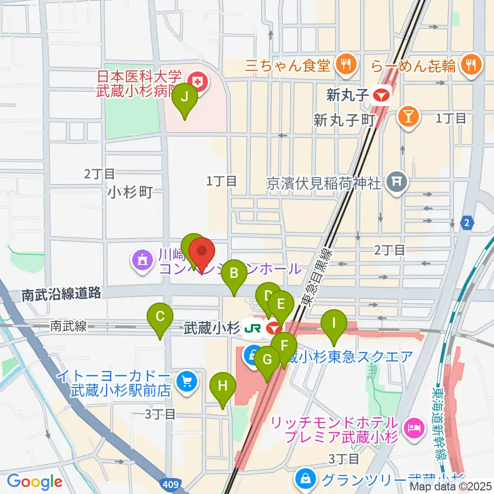 かわさきFM周辺のコンビニエンスストア一覧地図
