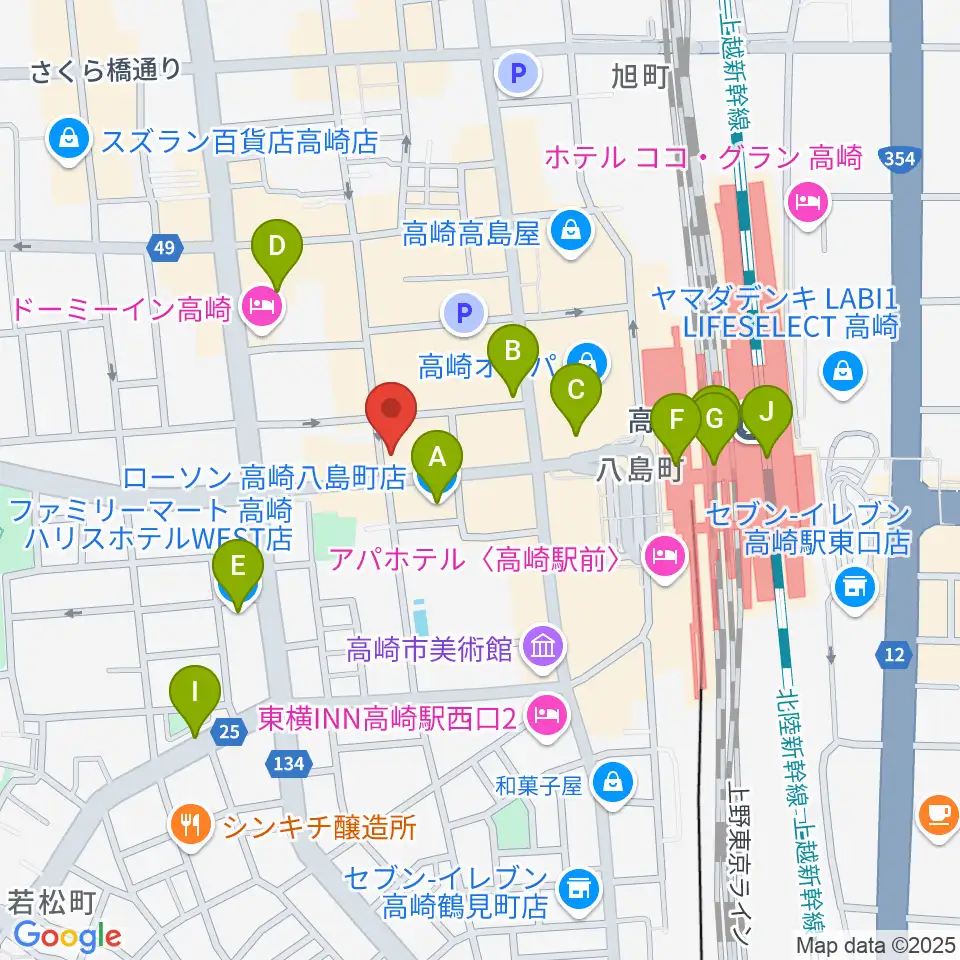 ラジオ高崎周辺のコンビニエンスストア一覧地図