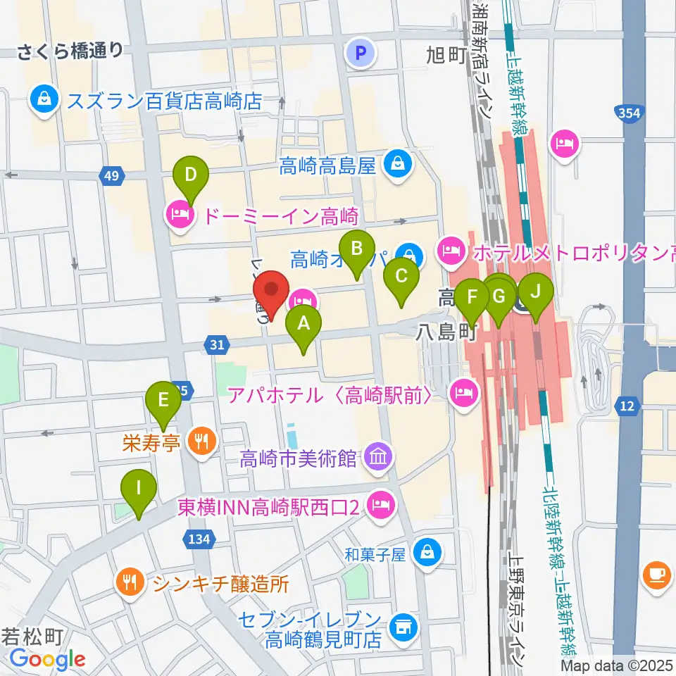 ラジオ高崎周辺のコンビニエンスストア一覧地図