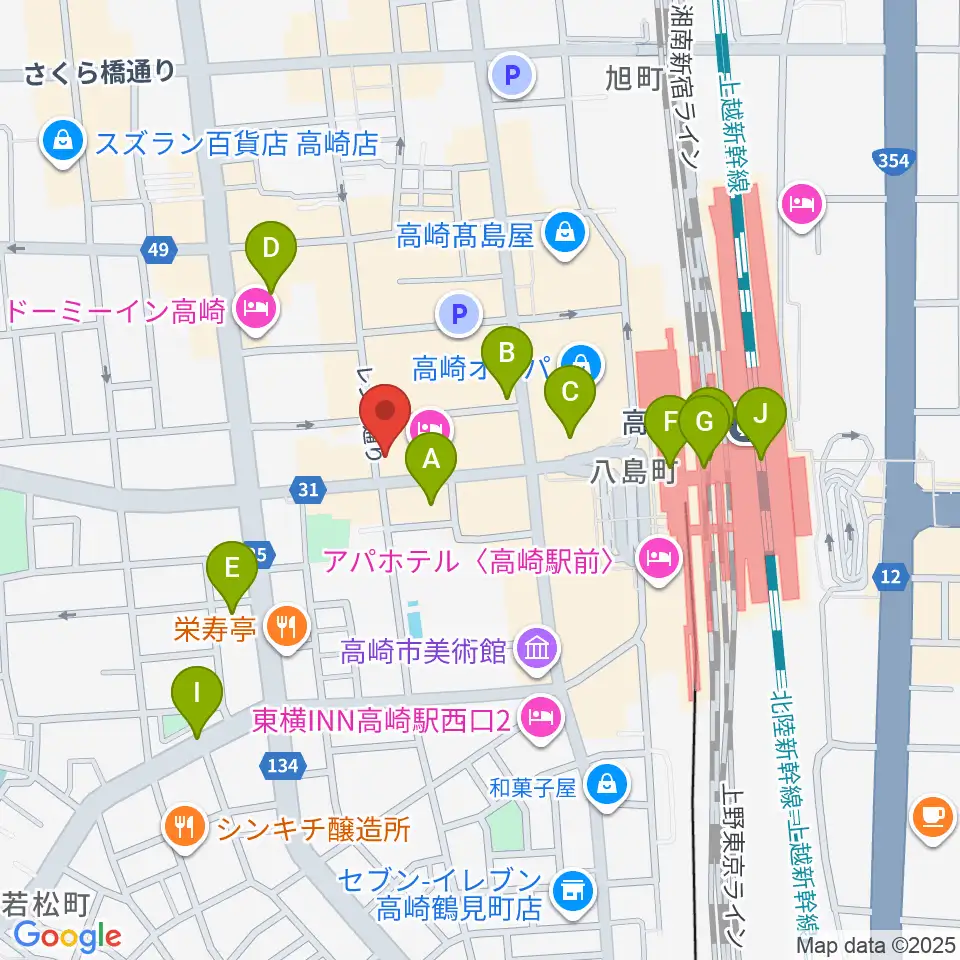 ラジオ高崎周辺のコンビニエンスストア一覧地図