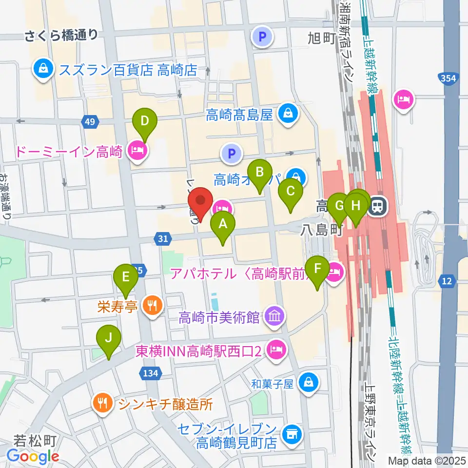 ラジオ高崎周辺のコンビニエンスストア一覧地図