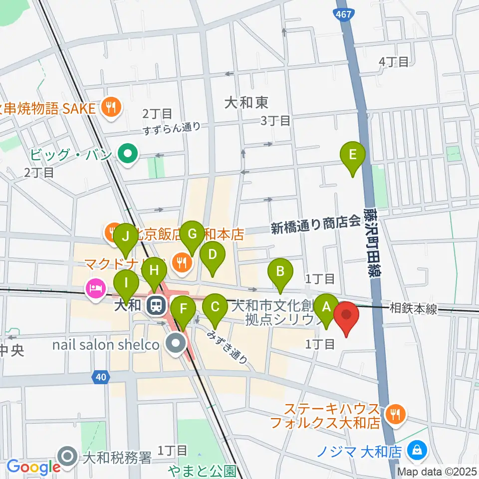 FMやまと周辺のコンビニエンスストア一覧地図