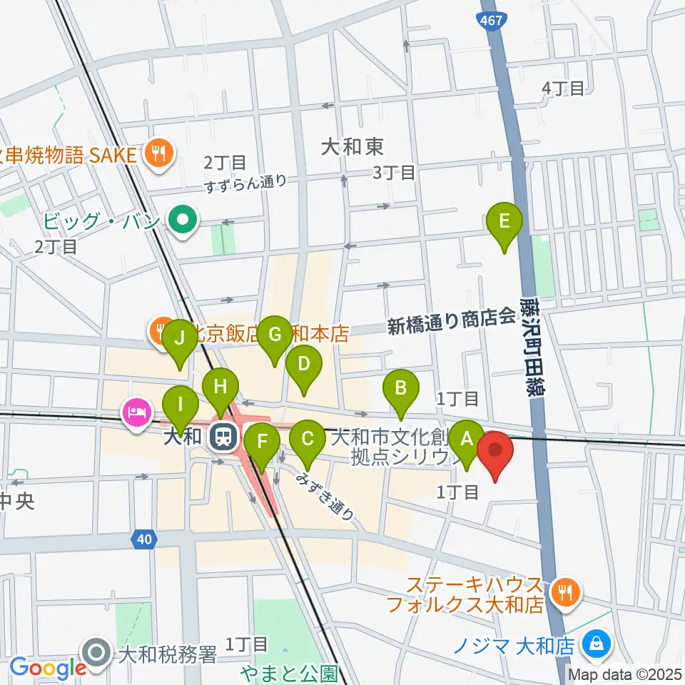 FMやまと周辺のコンビニエンスストア一覧地図