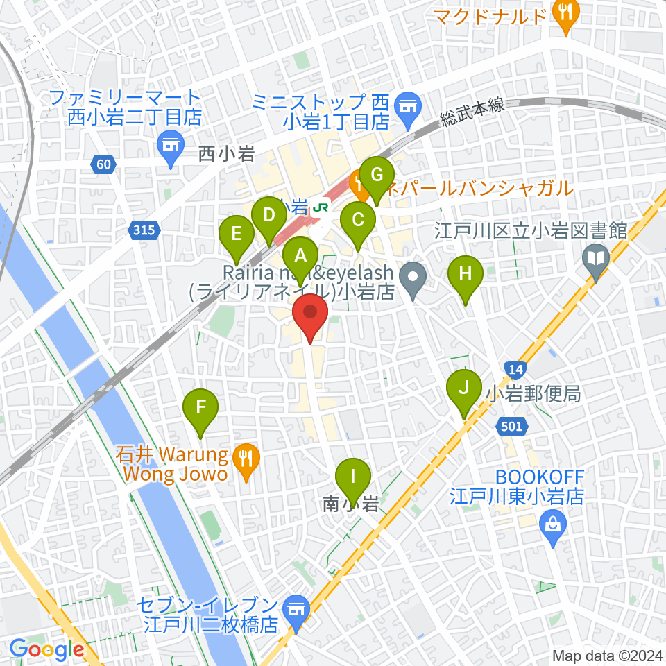 エフエム江戸川周辺のコンビニエンスストア一覧地図