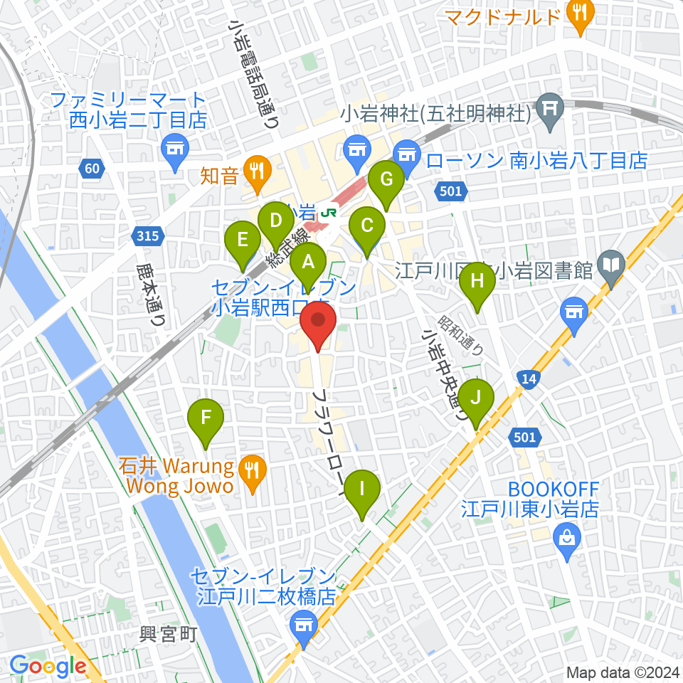 エフエム江戸川周辺のコンビニエンスストア一覧地図