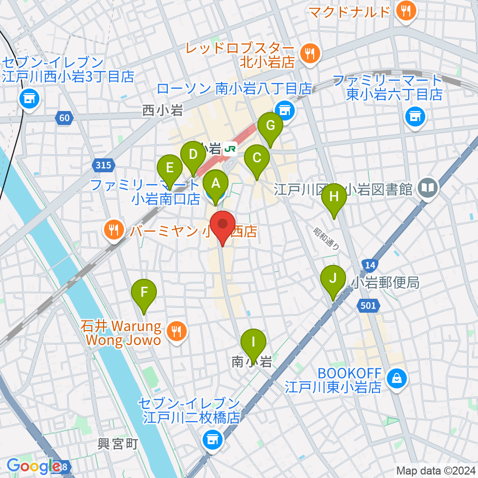 エフエム江戸川周辺のコンビニエンスストア一覧地図