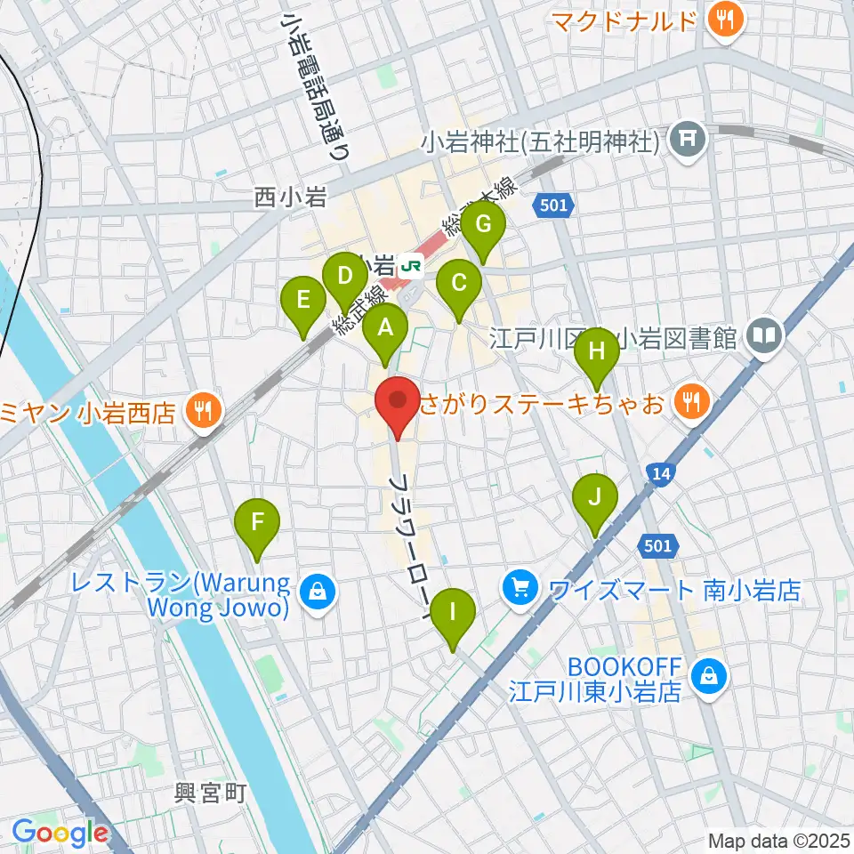 エフエム江戸川周辺のコンビニエンスストア一覧地図