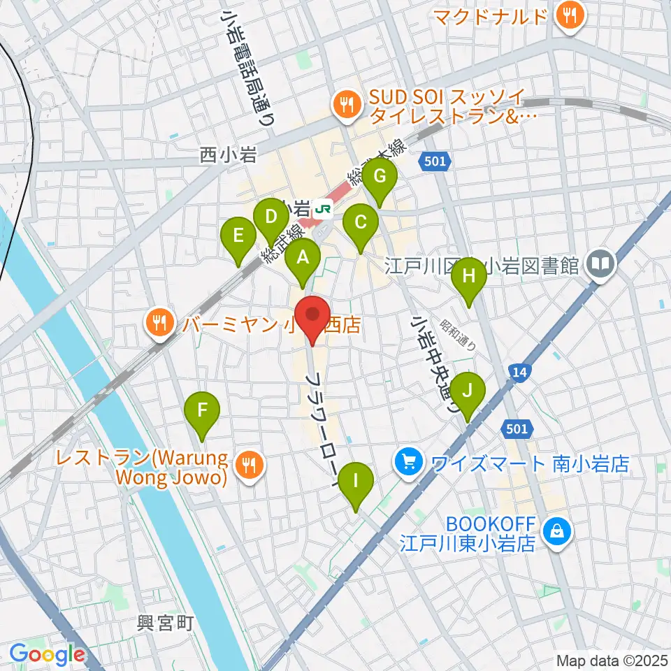 エフエム江戸川周辺のコンビニエンスストア一覧地図