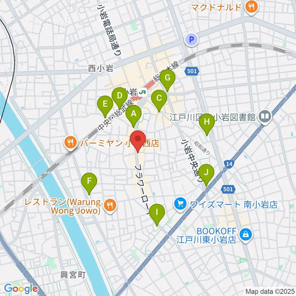 エフエム江戸川周辺のコンビニエンスストア一覧地図