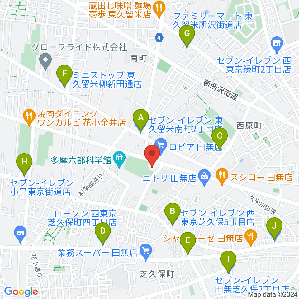 エフエム西東京周辺のコンビニエンスストア一覧地図