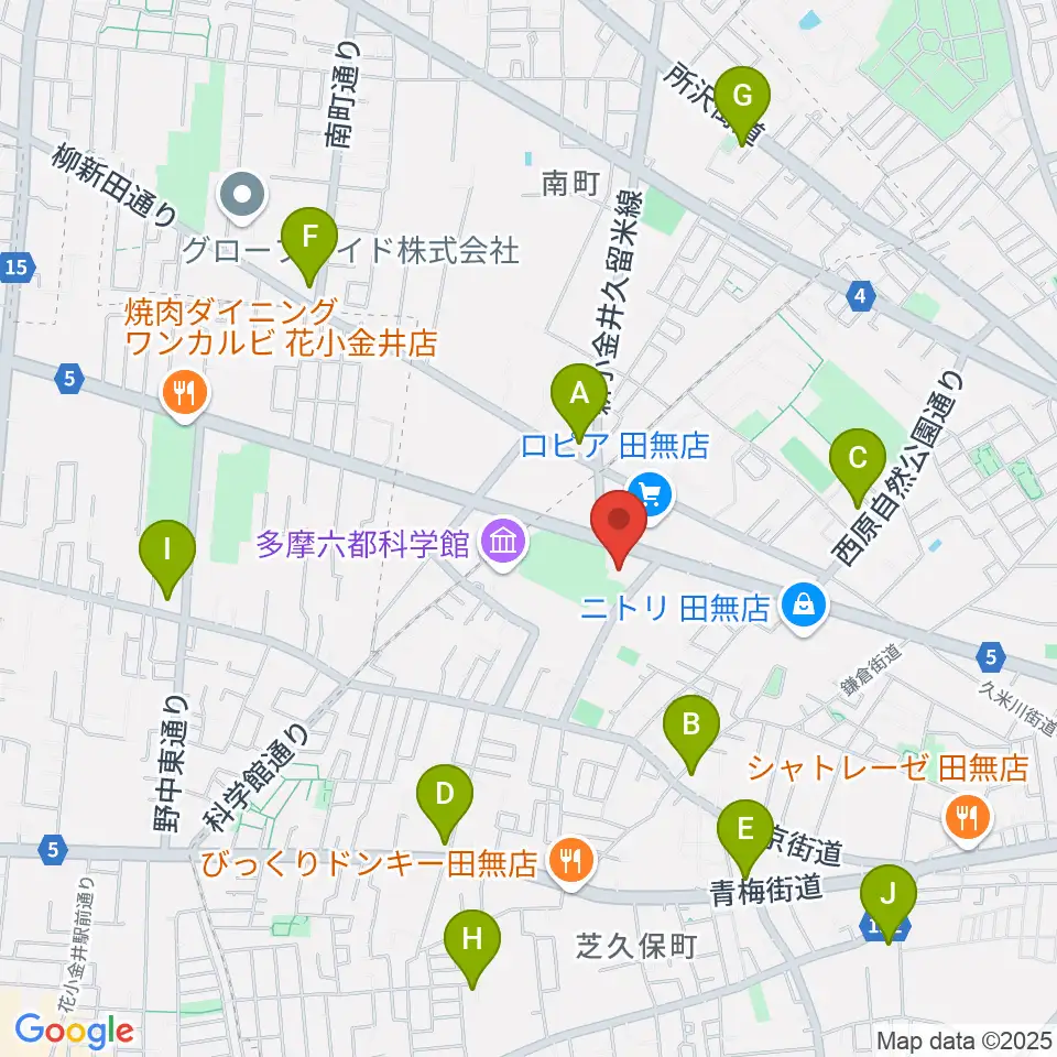 エフエム西東京周辺のコンビニエンスストア一覧地図