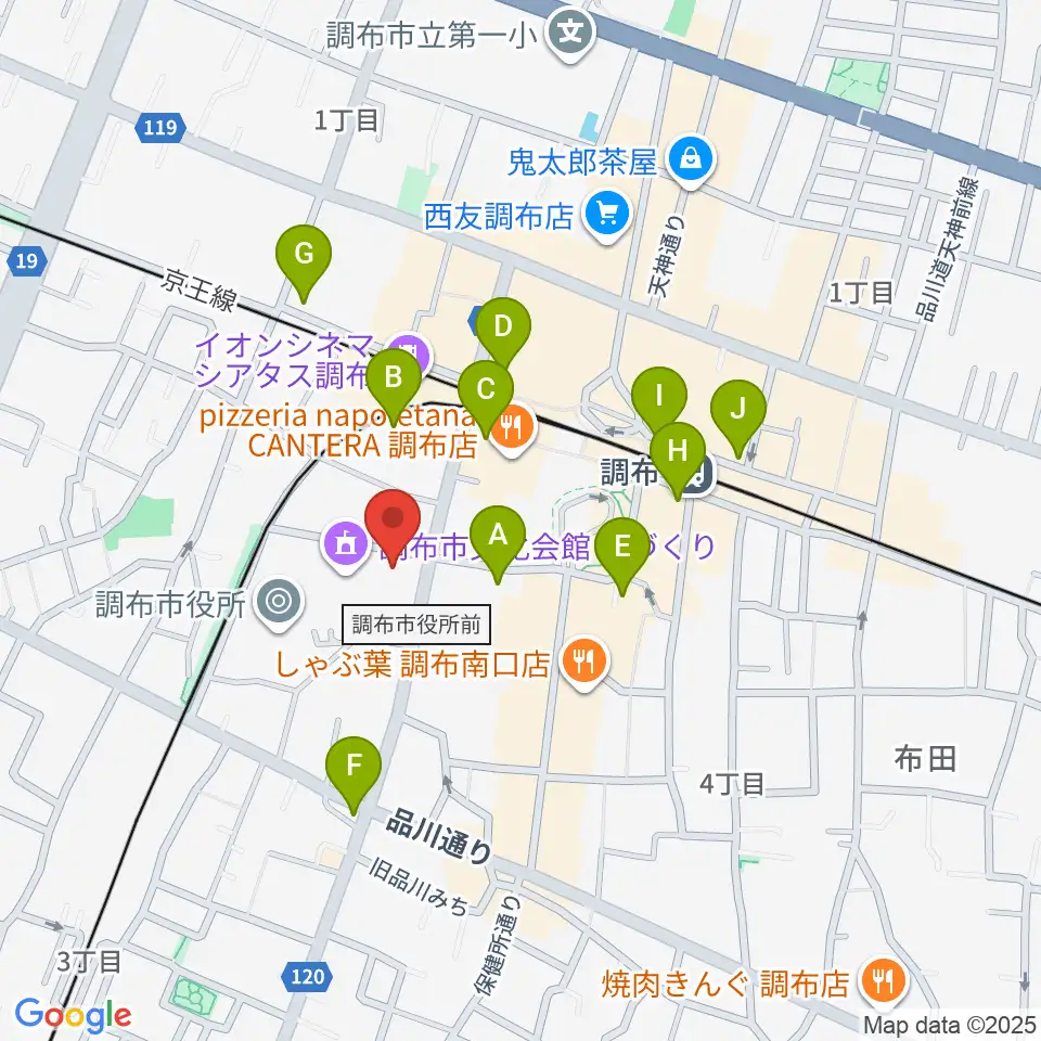 調布FM周辺のコンビニエンスストア一覧地図
