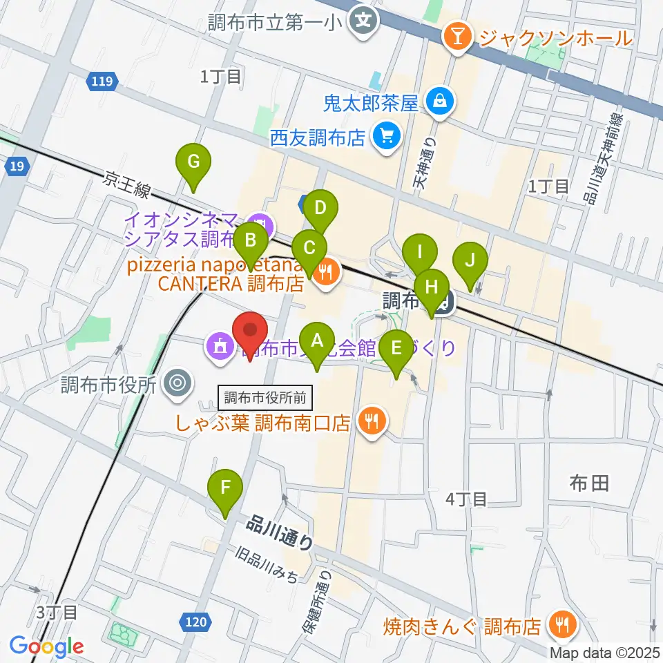 調布FM周辺のコンビニエンスストア一覧地図