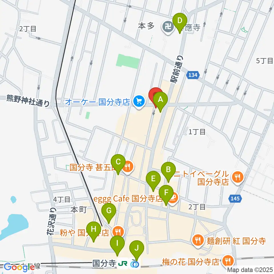 国分寺クラスタ周辺のコンビニエンスストア一覧地図