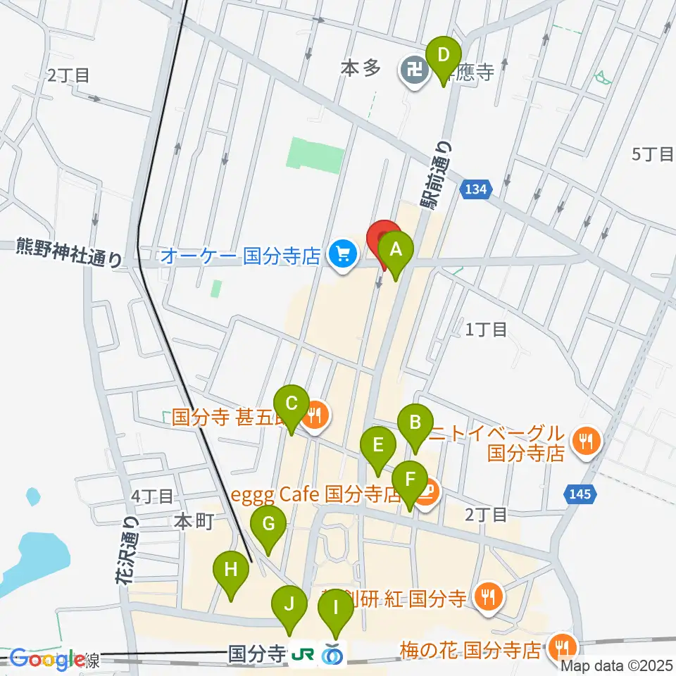 国分寺クラスタ周辺のコンビニエンスストア一覧地図