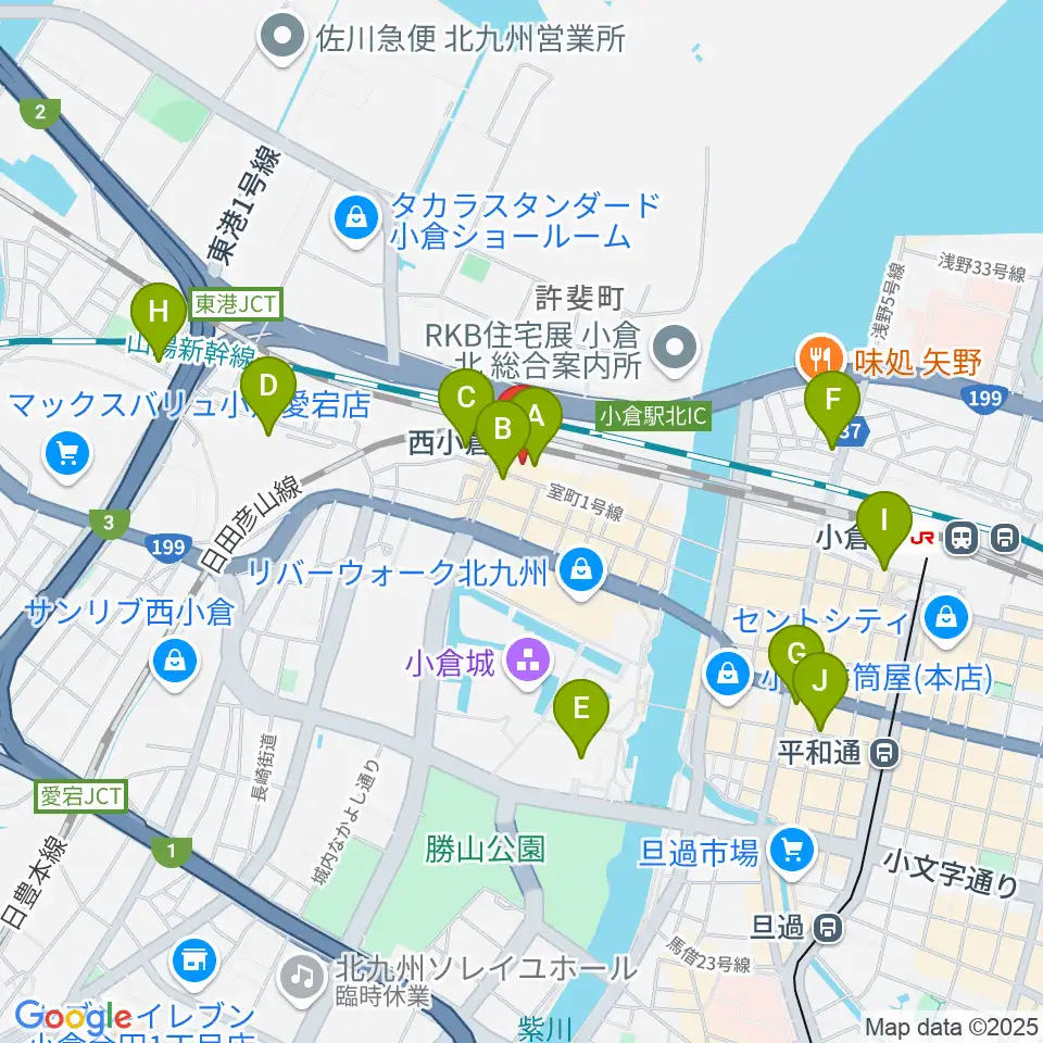 小倉 LIVE SPOT WOW!周辺のコンビニエンスストア一覧地図