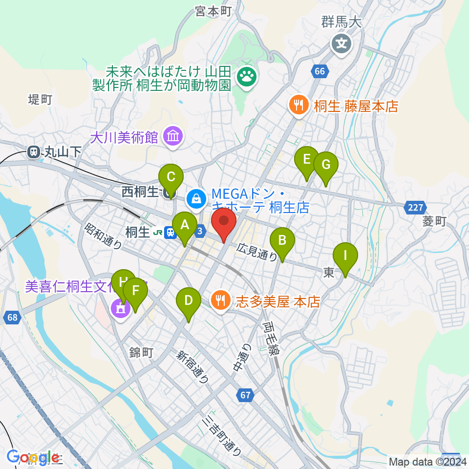 FM桐生周辺のコンビニエンスストア一覧地図