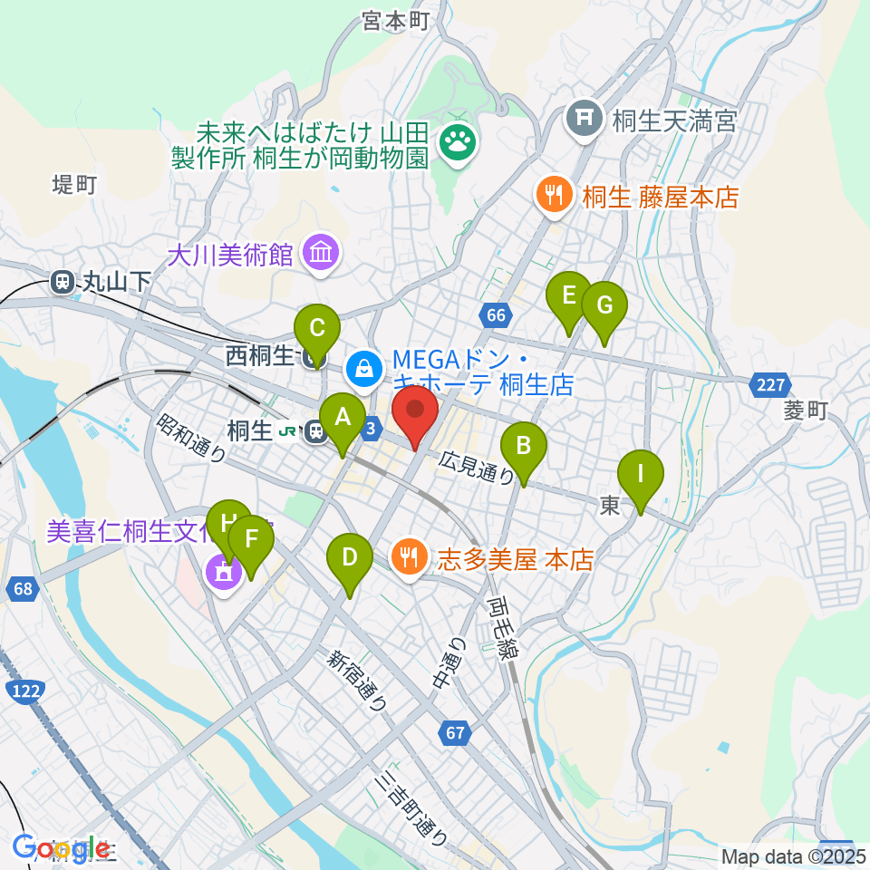 FM桐生周辺のコンビニエンスストア一覧地図