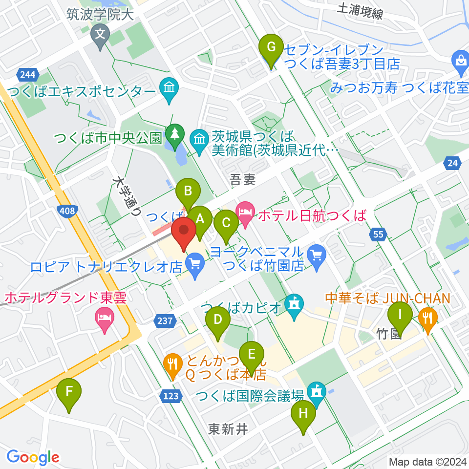 ラヂオつくば周辺のコンビニエンスストア一覧地図