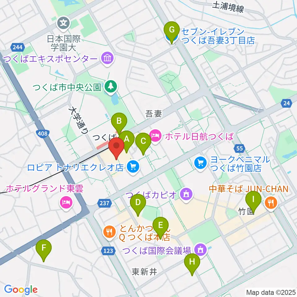 ラヂオつくば周辺のコンビニエンスストア一覧地図