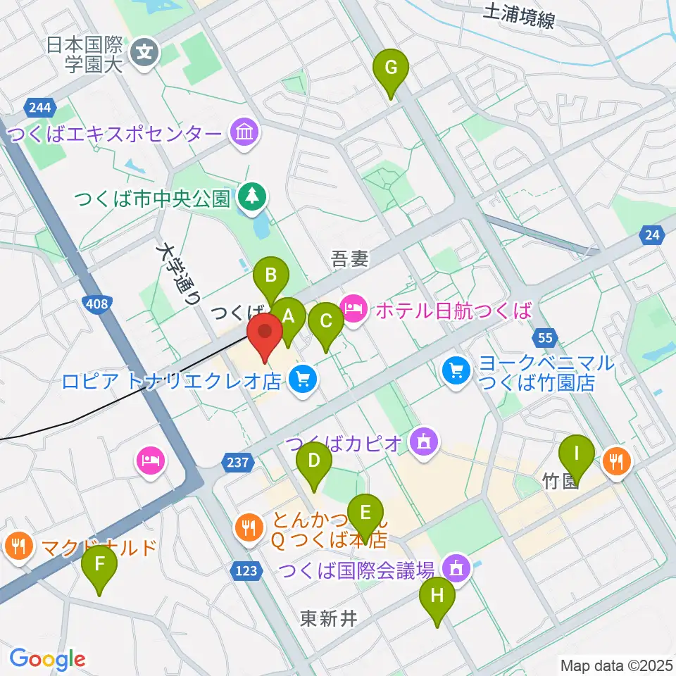 ラヂオつくば周辺のコンビニエンスストア一覧地図