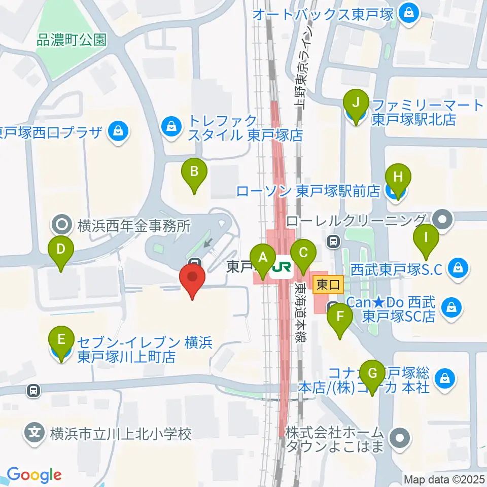 エフエム戸塚周辺のコンビニエンスストア一覧地図
