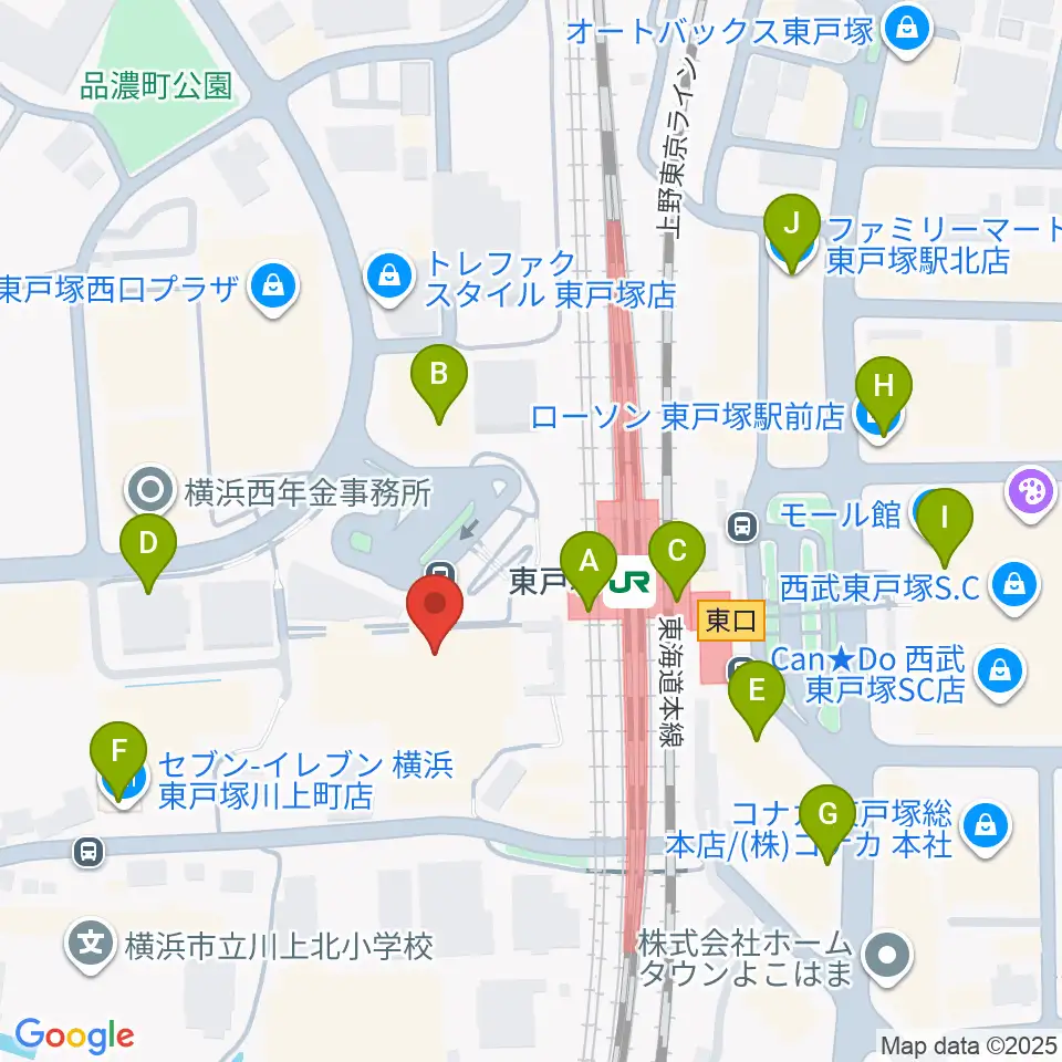 エフエム戸塚周辺のコンビニエンスストア一覧地図