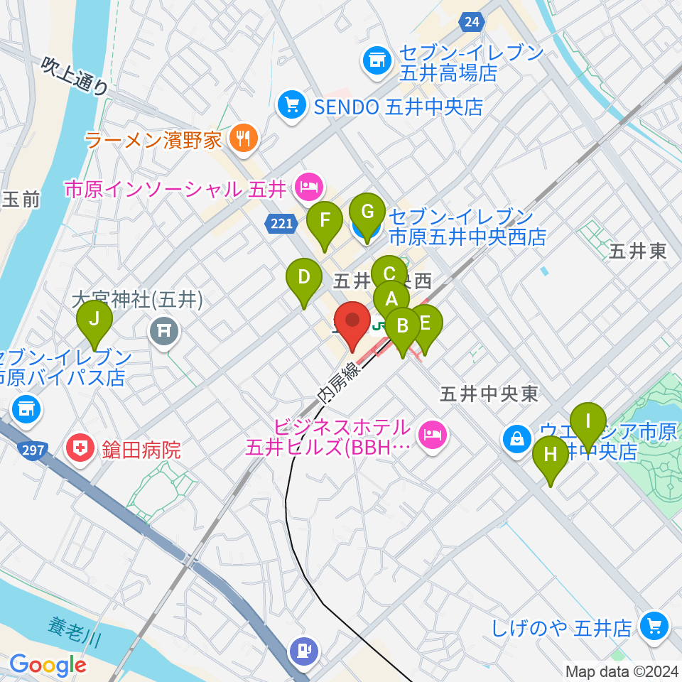 いちはらFM周辺のコンビニエンスストア一覧地図