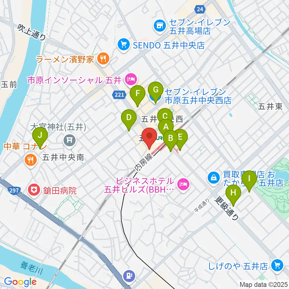 いちはらFM周辺のコンビニエンスストア一覧地図