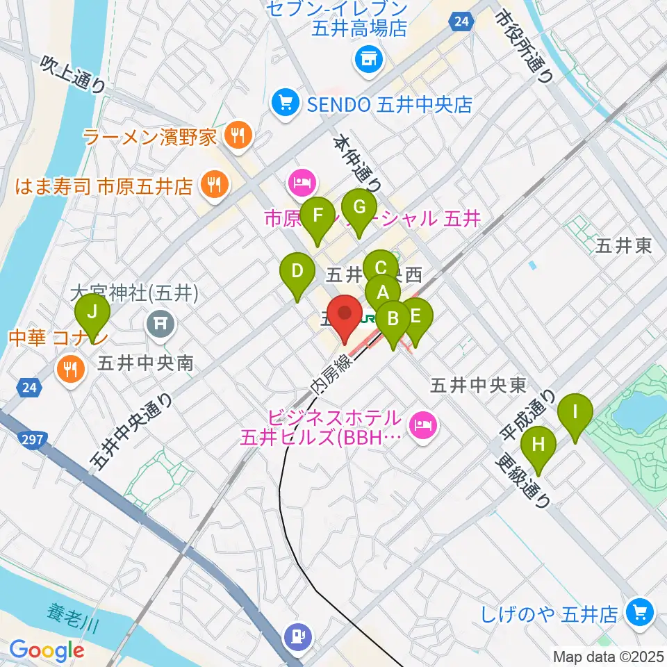 いちはらFM周辺のコンビニエンスストア一覧地図