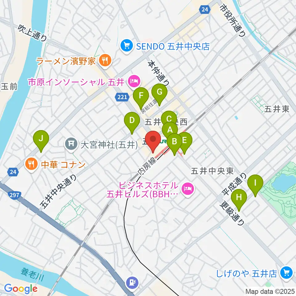 いちはらFM周辺のコンビニエンスストア一覧地図
