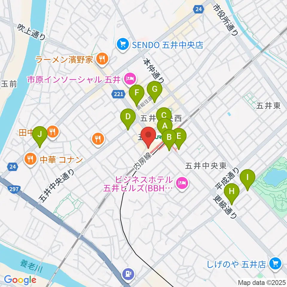 いちはらFM周辺のコンビニエンスストア一覧地図