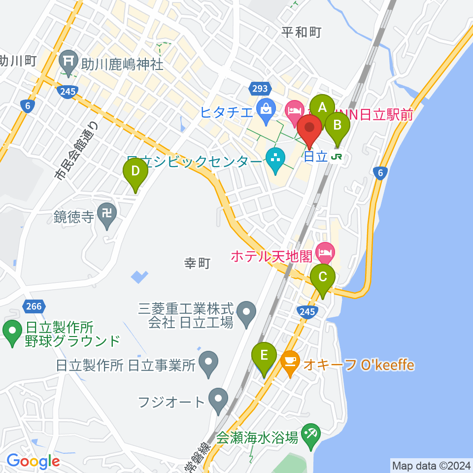 FMひたち周辺のコンビニエンスストア一覧地図