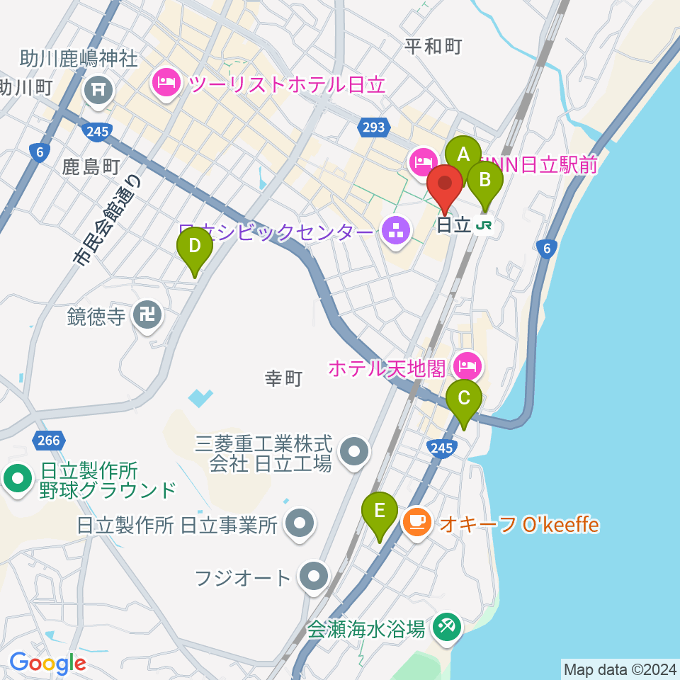 FMひたち周辺のコンビニエンスストア一覧地図