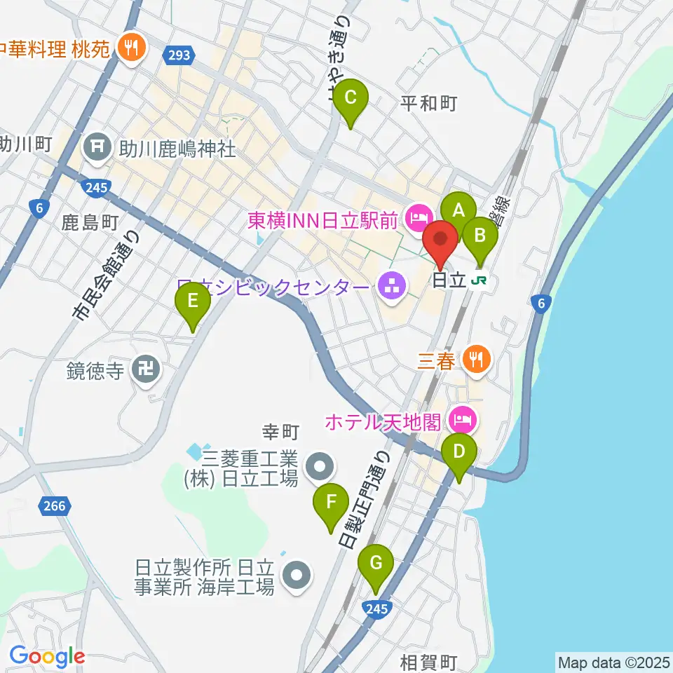 FMひたち周辺のコンビニエンスストア一覧地図